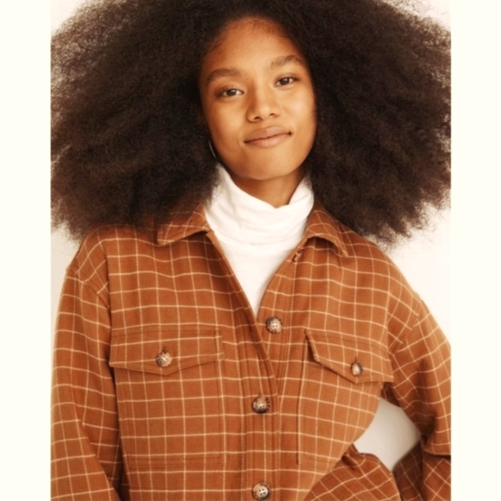 Madewell Knit Warm Button Down Shirt Jacket Rust Brown Size Medium New